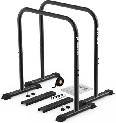 Kracht Dip Bars - Fitness Steunen - Kracht Training - Verstelbaar Ultra Stabiel - 90cm Hoog - Mat Zwart