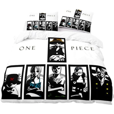 One Piece Beddengoed Collectie Monkey D. Luffy Dekbedovertrek 3D Print Dekbedhoes Kussensloop Kinderen Jongens Tieners Cadeau 155x220cm-3pcs
