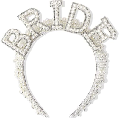 Dailygoods- Kroonhoofdband Luxe Ivoren Afwerking - Parel/Strass Steentjes - Bruidsdouche Accessoire - Glamour - Verfijning - Betoverend Design - Bruidshoofddeksel