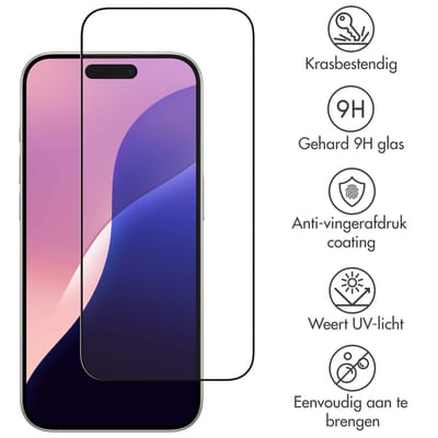 Accezz Screen Protector - Geschikt voor Apple iPhone 17 Pro Max / 16 Pro Max - Gehard Glass Full Cover