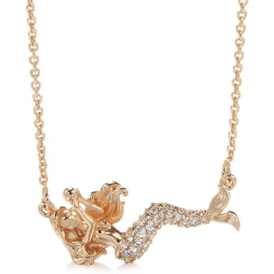 Exquis Pendentifs Sirène Couleur Or Rose Pour Femmes Brillants Zircon Naturel Accessoires Bijoux Fins Quotidien beige