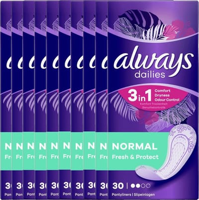Always Dailies Normal Fresh & Protect - 10x30 stuks - Voordeelverpakking – Inlegkruisjes