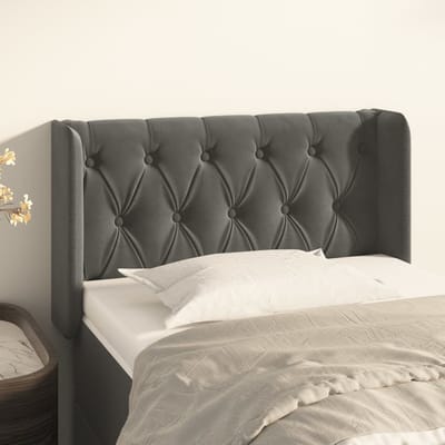 vidaXL - Hoofdbord - met - randen - 83x16x78/88 - cm - fluweel - donkergrijs
