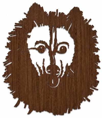 Houten wanddecoratie - Wooden wall decoration | Keeshond 39 x 45cm Spitz | Donker hout - Dark wood | Muurdecoratie - Wall art - Design Wandfiguur - Echt Hout - Real Wood - Honden - Dogs - Dieren