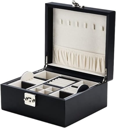 Juwelen Doos - Sieraden Opberger - Sieraden Organiseren - Met Draagbare Box - 23 x 20 x 11 CM - Zwart