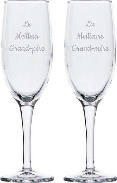 Champagneglas gegraveerd - 16,5cl - Le Meilleur Grand-père & La Meilleure Grand-mère