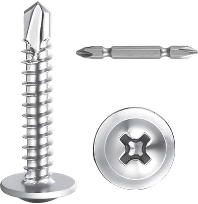 150 Pieces Self Tapping Screws,M4.2 x 13mm Plate Screws, Flat Round Head, Drill Screws, 410 Stainless Steel, M4.2 - ShopVlot