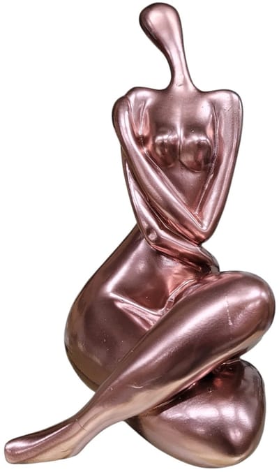 lady volle tevredenheid - handgemaakt -13x14x21 - koper- Woondecoratie voor Binnen of Buiten van polyresin- Beelden en Figuren - Decoratie Woonkamer/Slaapkamer - kunst beeld