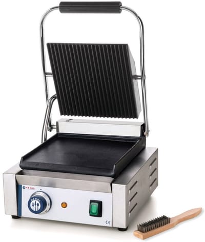 Contactgrill Enkel - Panini Grill - Brood Grillen - Temperatuur tot 300°C - 220x232mm Grilloppervlak - Zilver