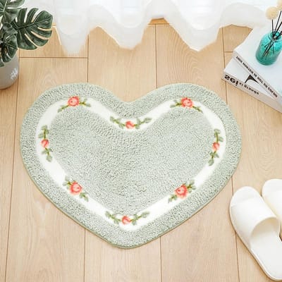 SnelShoppen - Absorberende Badmat Hartvorm Groen 45 x 50cm - Sneldrogend, Antislip Microfiber, Luxe Badkamer Tapijt voor Bad, Douche en Toilet