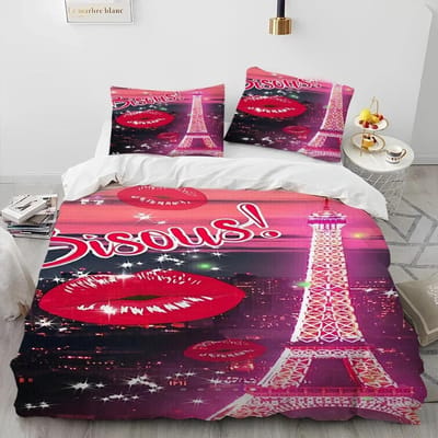 Frankrijk Parijs Eiffeltoren Romantisch Trooster Beddengoed Set, Dekbedovertrek Bed Set Dekbedovertrek Kussensloop, King Queen Size Beddengoed Set 70x133cm 2pcs
