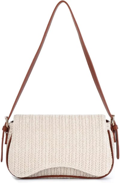 Trendy Raffia Dames Schoudertas, Handgeweven Hobo Tas met Rits, Ideaal voor Dagelijks Gebruik en Casual Uitjes