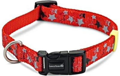 Nylon Halsband Stars Rood 48-70cmx25mm