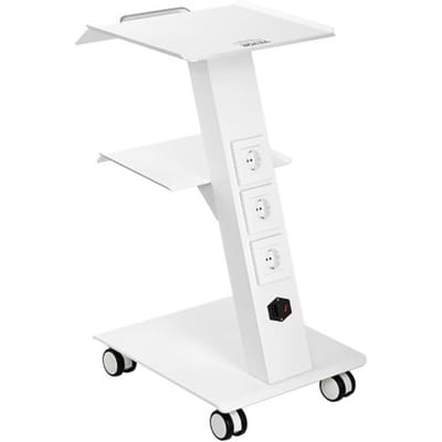 VEVOR Laboratoriumwagen, Medische Servicewagen met Geïntegreerd Stopcontact, Mobiele Dessertwagen van 3-laags metaal, met Draaibare Wielen, Draagvermogen 100 kg, voor Laboratorium, Kliniek, Schoonheidssalon, Salon