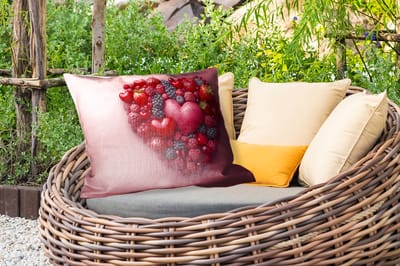 Buitenkussens - Fruit - Hartjes - Aardbeien - Frambozen - Bosbessen - 60x40 cm - Weerbestendig