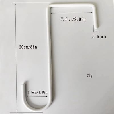 Hekhaak, tuinhek bloembak haak, leuningrail haak, smeedijzeren haak, hekhaak voor het ophangen van planten, geschikt voor bloempotten, decoratie, voeders voor vogels en lichtslingers, 5 stuks, wit - 8 inch