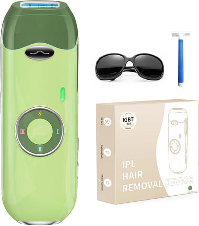 IPL Laser Ontharingsapparaat -portable monitor - Ontharingsapparaat – Epilator - Inclusief 4 accessoires – Drie standen – 100000 Flitsen - groente