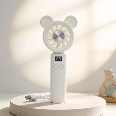 Hand Ventilator - Mini Fan - USB Oplaadbare - Elektrisch Draagbare Handventilator - met led-display - voor reizen, kantoor, thuis, outdoor - geschenken - wit