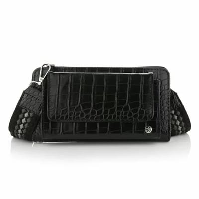 Portemonnee met luxe band - Black - Dames - Croco print - 20cm x 11cm