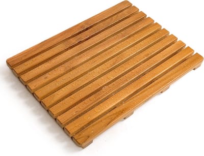 Houten Badmat - Antislip Mat - Badkamer Veiligheid - Vochtbestendig Natuurlijk Hout - 61 x 46 cm - Houtkleur