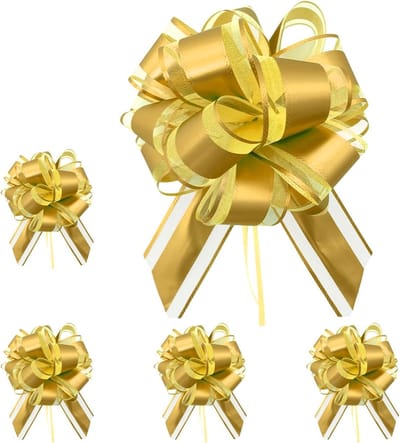 Gouden Trekstrikken voor Cadeauverpakking - 5 Stuks van 15 cm voor Verjaardag, Bruiloft en Kerstfeest