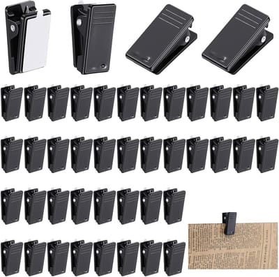 40 Stuks Zelfklevende Lente Klemmen - Zwarte Plastic Klemmen voor Buiten, Foto's en Documenten Decoratie in Huis en Kantoor