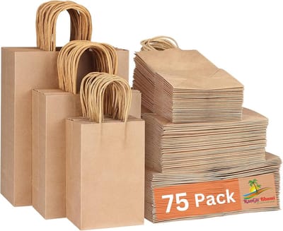 Bruine papieren zakken 75 stuks - Diverse maten voor winkels en geschenken