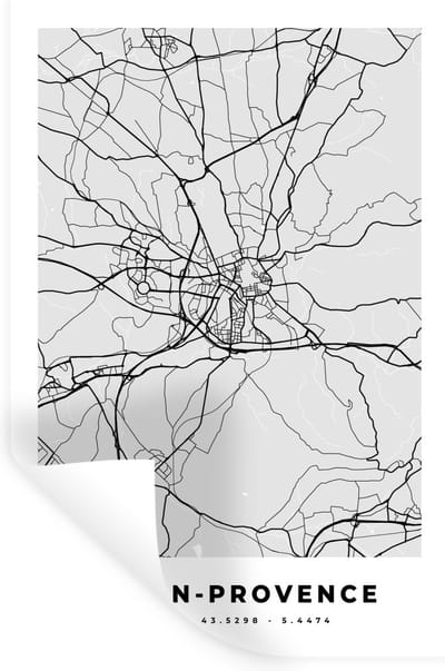 Muurstickers - Sticker Folie - Plattegrond - Kaart - Stadskaart - Frankrijk - Aix-en-Provence - 20x30 cm - Plakfolie - Muurstickers Kinderkamer - Zelfklevend Behang - Zelfklevend behangpapier - Stickerfolie