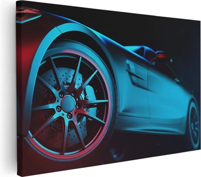 Artaza Canvas Schilderij Sportauto - 30x20 cm - Klein - Muurdecoratie Auto - Wanddecoratie Woonkamer - Schilderijen Op Canvas Velg