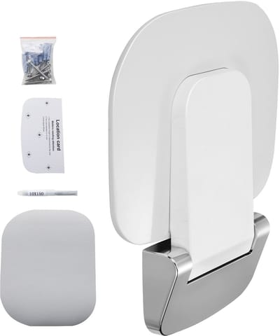 Opklapbare Douchestoel - Wandgemonteerde Douchebank - Draagvermogen 204 kg - Afmeting 34,3 x 32,5 cm - Ruimtebesparend - Voor Senioren - Kunststof