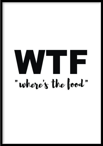 Poster WTF- 30x40cm met Fotolijst – Keuken Poster – Ingelijst