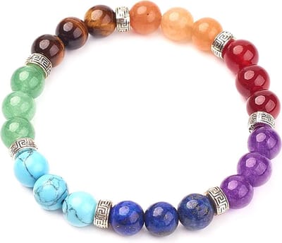 Edelstenen armband Mix Gemstones - multi color - oranje - rood - paars - blauw - licht blauw - groen - bruin - luxe sieraden zakje - armband dames - elastisch armband