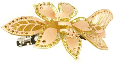 Exclusief haarspeld, 3D-bloem & strass steentjes, nude.