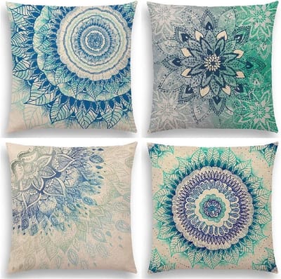 Kussenhoezen Set - Sierkussens Slopen - Bank Decoratie - Duurzaam Linnen Materiaal - 70 x 70 cm - Lichtblauw