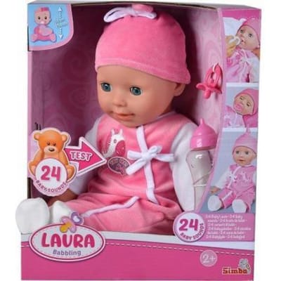 Laura Babbling 38cm brabbelpop met 24 babygeluiden Poppen met functies Interactieve poppen