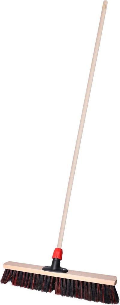 Brumag Straatbezem Elaston voor buiten tegels - Harde bezemkop 50 cm breed - Houten steel 120 cm
