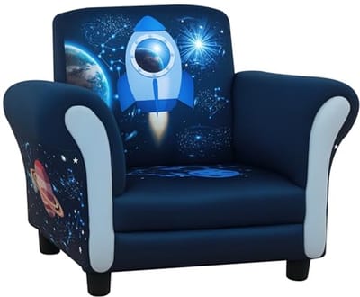 Kinderfauteuil - Peuterstoel - Ontspannen Zitten - Massief Houten Frame - 46.5 x 59.5 x 43cm - Blauw