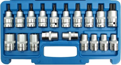 SW stalen schroevendraaierinzetstukken T- en E-profiel, 19-delig, 1/2 inch T 30 - T 70 / E 10 - E 24, 04180L