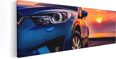 Artaza Canvas Schilderij Zonsondergang Zee - 60x20 cm - Wanddecoratie Auto - Muurdecoratie Strand - Kamer Accessoires