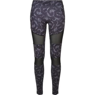 Urban Classics - Tech Mesh AOP blackpaisley Sportlegging - XS - Zwart