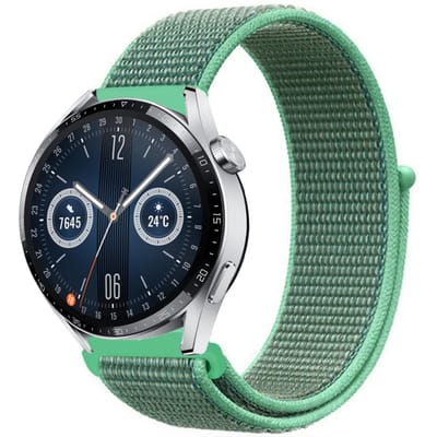 Strap-it Nylon smartwatch bandje - geschikt voor Huawei Watch GT / GT 2 / GT 3 / GT 3 Pro 46mm / GT 4 46mm / GT 5 & 5 Pro (46mm) / GT 4 46mm / GT 5 & 5 Pro (46mm) / GT 2 Pro / GT Runner / Watch 3 - Pro / Watch 4 (Pro) / Watch Ultimate - mint
