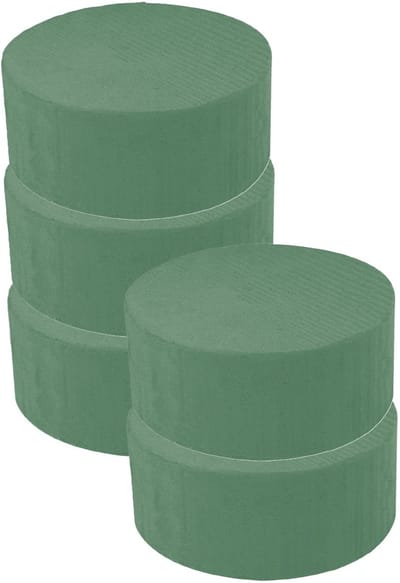 Rayher Steekschuim - rond - 15 x 7 cm - 5x stuks - oase blok - nat - groen - 15x7 cm - voor bloemen