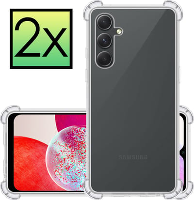 Hoesje - 2 Stuks - Geschikt voor Samsung Galaxy A14 - Sterk & Shockproof - Siliconen Case - Back Cover - Telefoon Hoes Shock Proof - Transparant