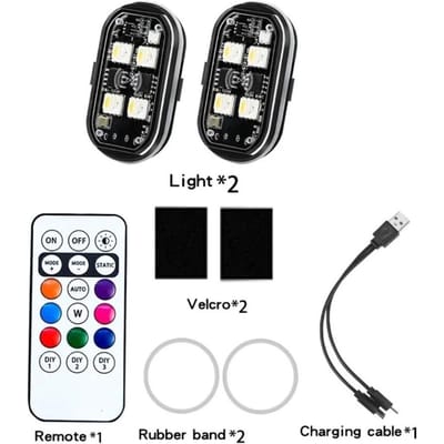 Draadloze LED-stroboscooplampen met afstandsbediening, RGB-knipperlicht, antibotsingswaarschuwingslichten, achterlicht voor helikopter, fiets, auto, motorfiets black