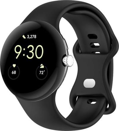 Strap-it Siliconen Classic smartwatch bandje geschikt voor Google Pixel Watch 5 (41 mm) / 4 (41 mm) / 3 (41 mm) / 2 / 1 - Zwart