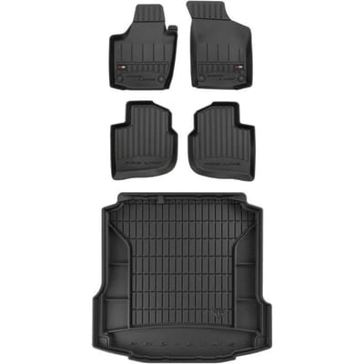 FROGUM PROLINE 3D Set - Rubberen Automatten + Kofferbakmat - Geschikt voor SEAT Toledo IV Hatchback (2012-2018) - Zwart