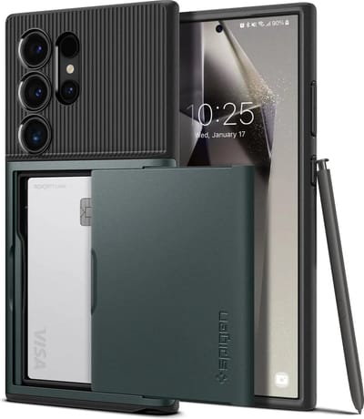 Geschikt voor Spigen Samsung Galaxy S24 Ultra Slim Armor CS Back Cover Hoesje - Groen