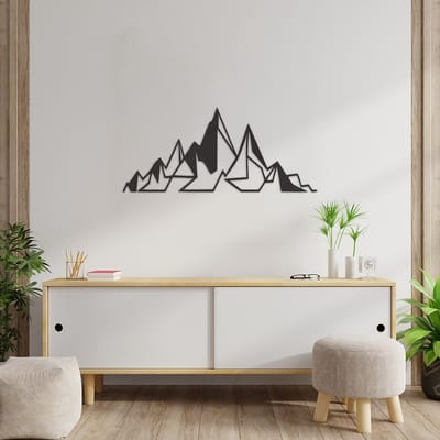 Geometrische Wanddecoratie Bergen - Geometrische Muurdecoratie Bergen - Geometrische Bergen - Muurdecoratie Hout - Wanddecoratie Hout - Muurdecoratie Woonkamer - Wanddecoratie Woonkamer - Wanddecoratie Industrieel - Wanddecoratie Dieren - 89 x 39 cm