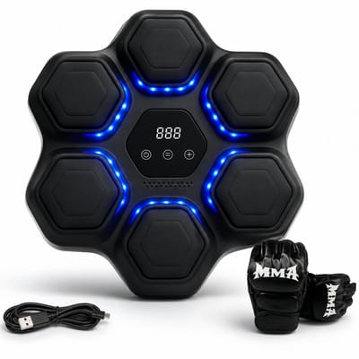 Veora Boxing Machine 2026 – Inclusief Bokshandschoenen – Music Boxing Machine met Bluetooth – 9 Trainingsstanden – LED-licht – Bokszak – Boksbal – Voor Volwassenen & Kinderen – Stille Schokdemping