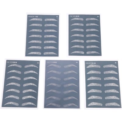 5 pièces Peau d'entraînement au tatouage en silicone Maquillage permanent Peau d'entraînement au tatouage des sourcils Pratique Fausse Pratique gray